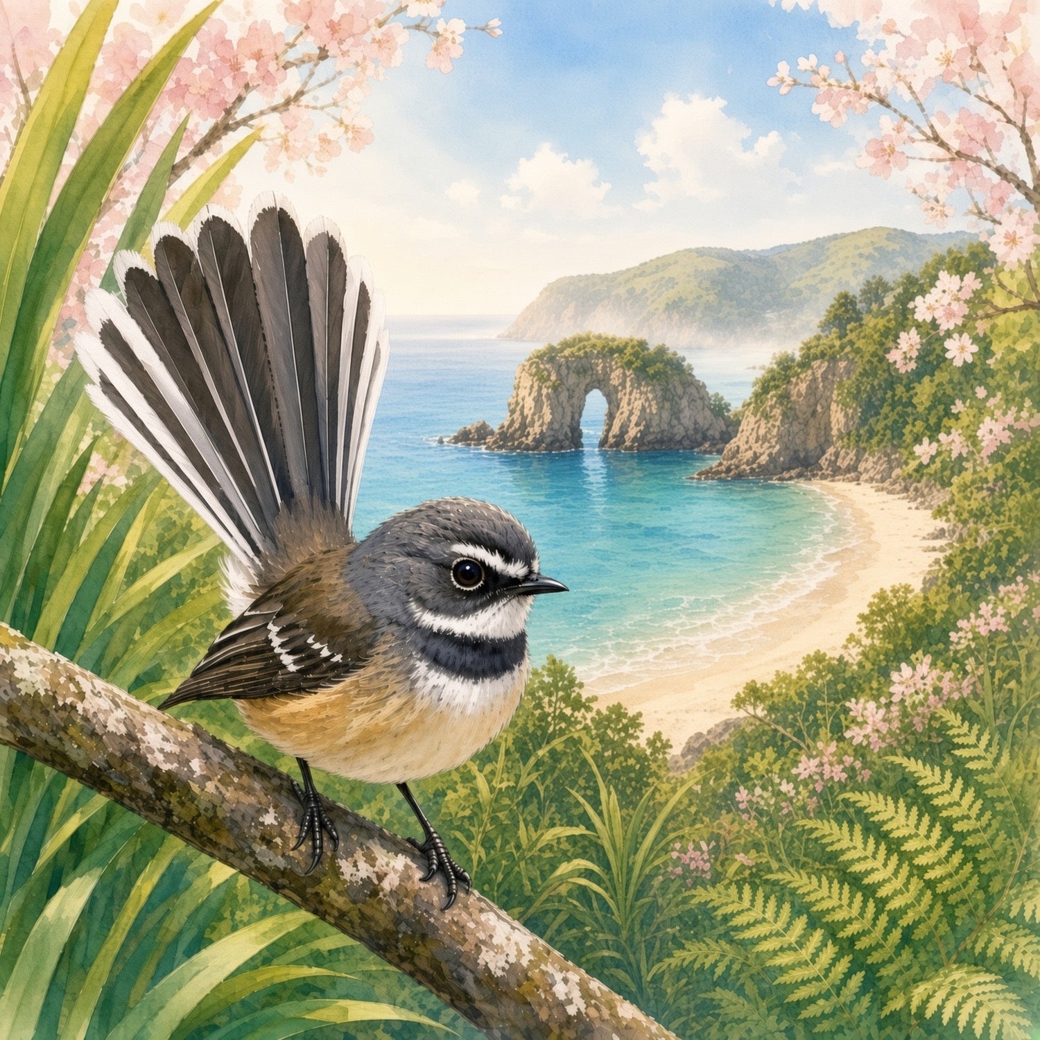Pīwakawaka Fantail mug design
